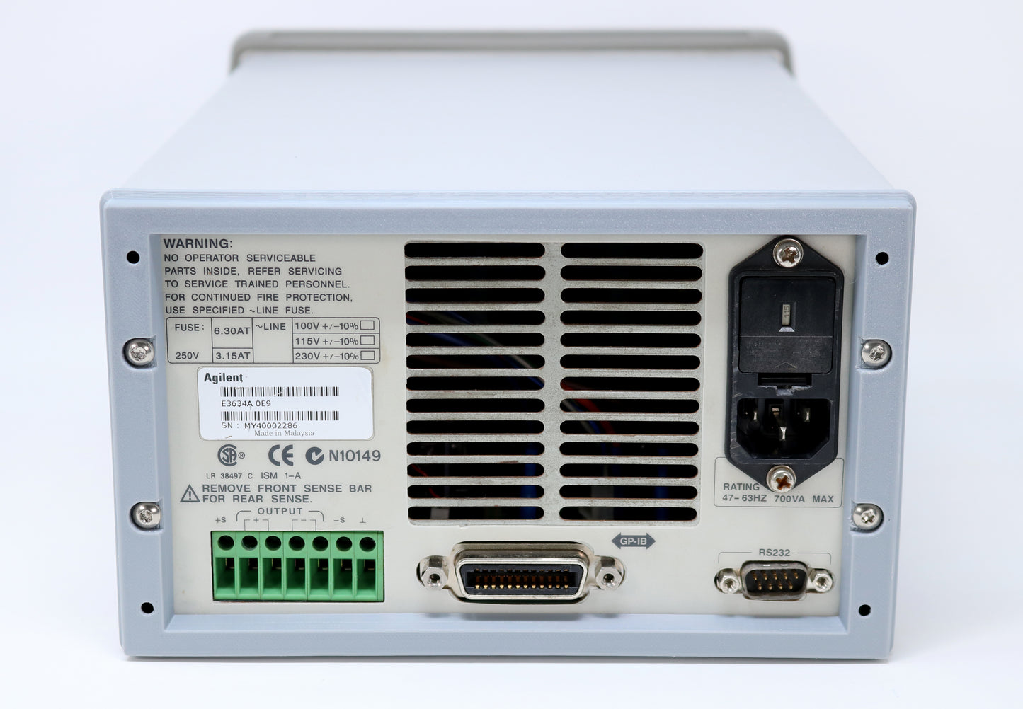 HP / Agilent E3631-40014 Rear Panel for E3631A, E3632A, E3633A PSU. 3D Printed